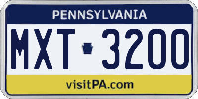 PA license plate MXT3200