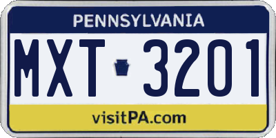 PA license plate MXT3201
