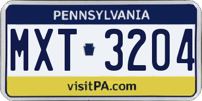 PA license plate MXT3204
