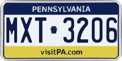 PA license plate MXT3206