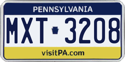PA license plate MXT3208