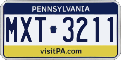 PA license plate MXT3211