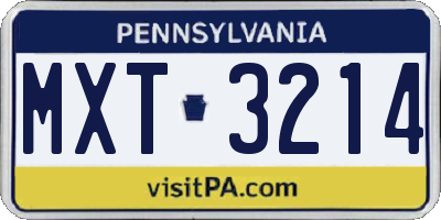 PA license plate MXT3214