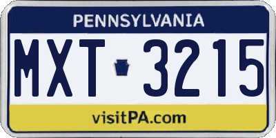 PA license plate MXT3215