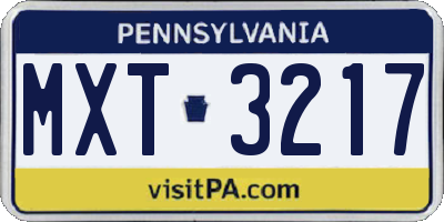 PA license plate MXT3217