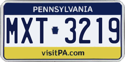 PA license plate MXT3219