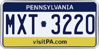 PA license plate MXT3220