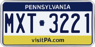 PA license plate MXT3221