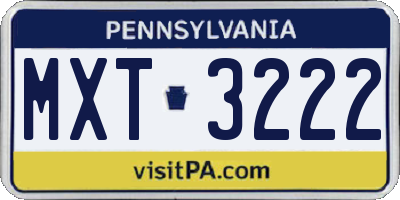 PA license plate MXT3222