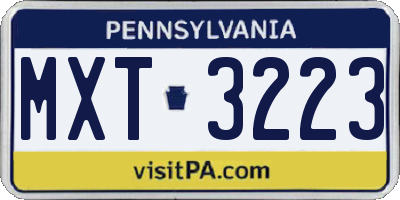 PA license plate MXT3223