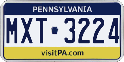 PA license plate MXT3224