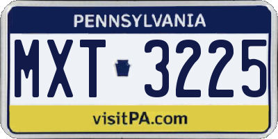 PA license plate MXT3225