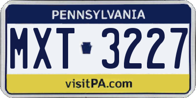 PA license plate MXT3227