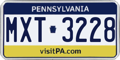 PA license plate MXT3228