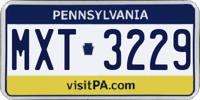 PA license plate MXT3229
