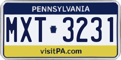 PA license plate MXT3231