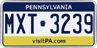 PA license plate MXT3239