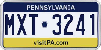 PA license plate MXT3241