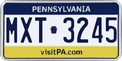 PA license plate MXT3245