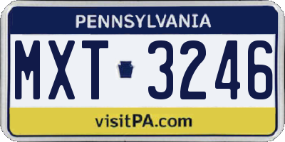PA license plate MXT3246