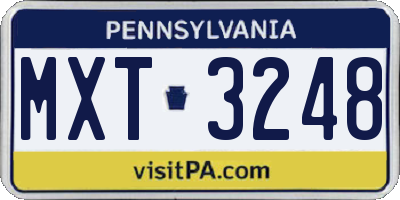 PA license plate MXT3248