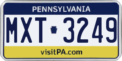 PA license plate MXT3249