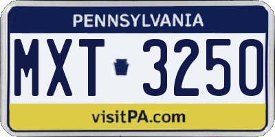 PA license plate MXT3250