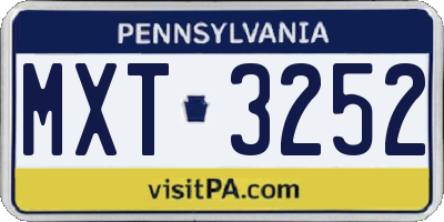 PA license plate MXT3252