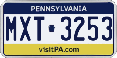PA license plate MXT3253
