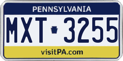 PA license plate MXT3255
