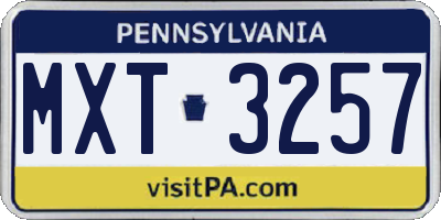 PA license plate MXT3257