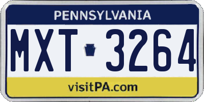 PA license plate MXT3264