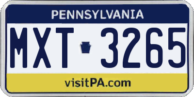 PA license plate MXT3265