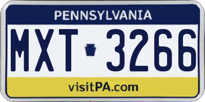 PA license plate MXT3266