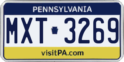 PA license plate MXT3269