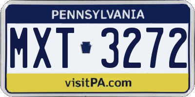 PA license plate MXT3272