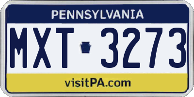 PA license plate MXT3273