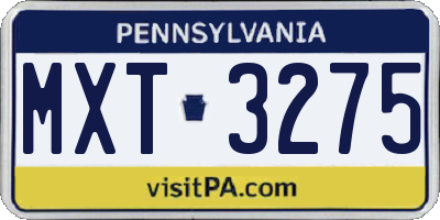 PA license plate MXT3275