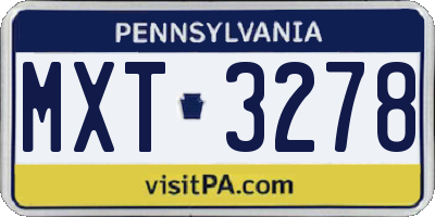 PA license plate MXT3278