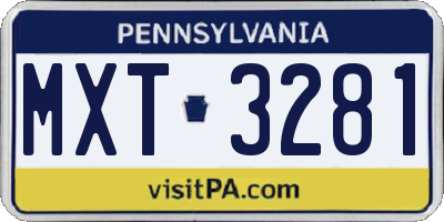 PA license plate MXT3281