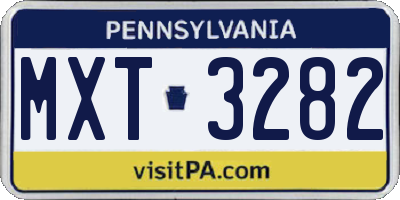 PA license plate MXT3282