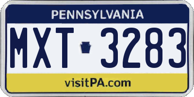 PA license plate MXT3283