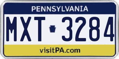 PA license plate MXT3284