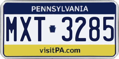 PA license plate MXT3285