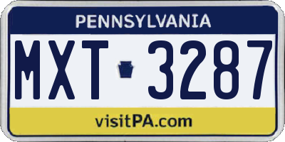 PA license plate MXT3287