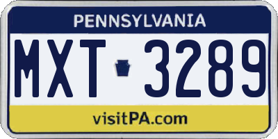 PA license plate MXT3289