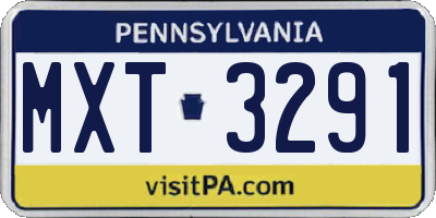 PA license plate MXT3291