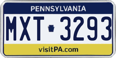 PA license plate MXT3293