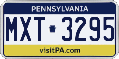 PA license plate MXT3295