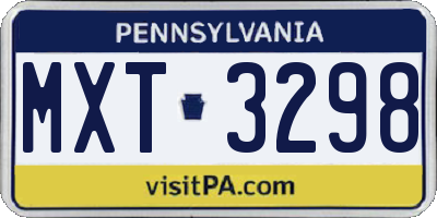 PA license plate MXT3298